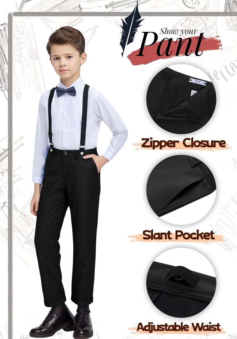 YuanLu 4 Piece Suit for Boys Slim Fit Toddler Tuxedo Black Kids Formal Wear Wedding Guest Clothes Ring Bearer Outfit Homecoming Dress Suit Size 6 - Image 5